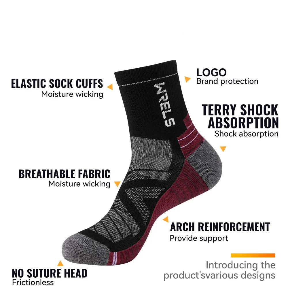 WRELS 1/2/3pairs Merino Wool Socks Thermal Warm Winter High Elastic Thick Hiking Socks Moisture Absorption Wool Sports Socks Beargoods