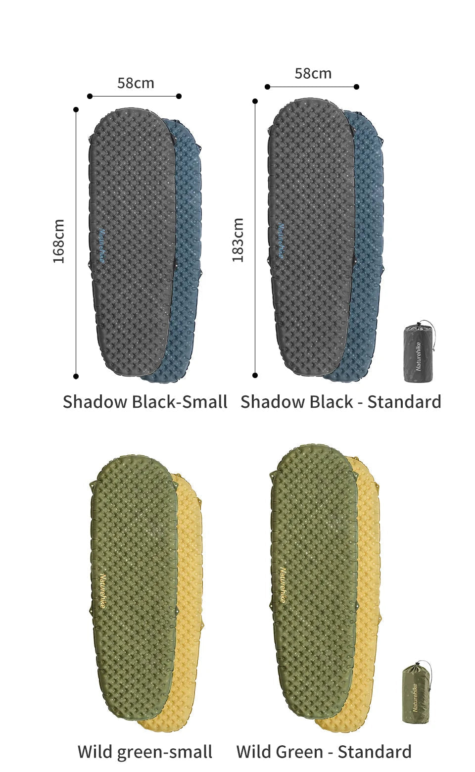 Naturehike Inflatable Camping Mat 3.5 R-Value Lightweight Sleeping Pad 20D Nylon TPU Air Mattress for Hiking Backpacking Beach Beargoods