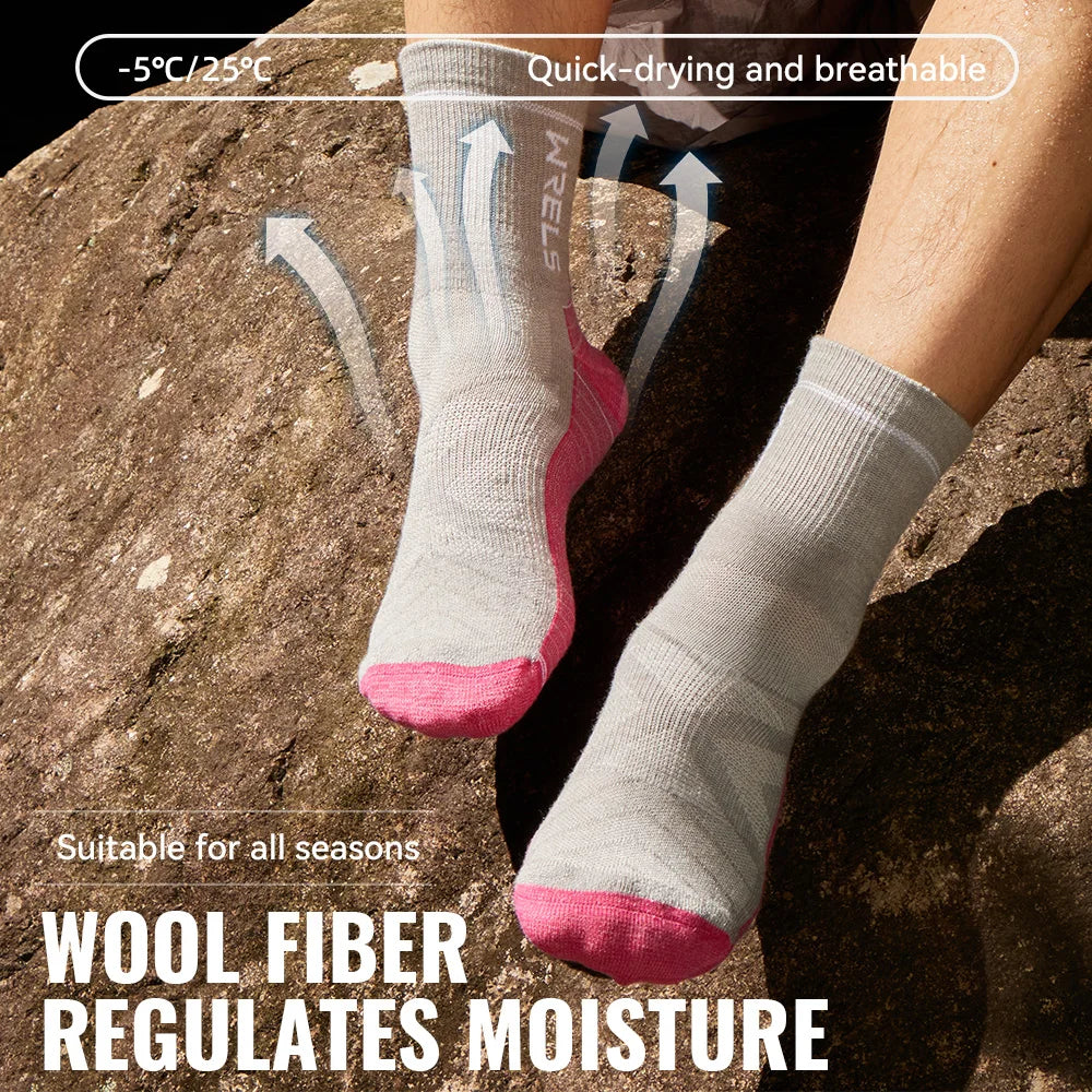 WRELS 1/2/3pairs Merino Wool Socks Thermal Warm Winter High Elastic Thick Hiking Socks Moisture Absorption Wool Sports Socks Beargoods