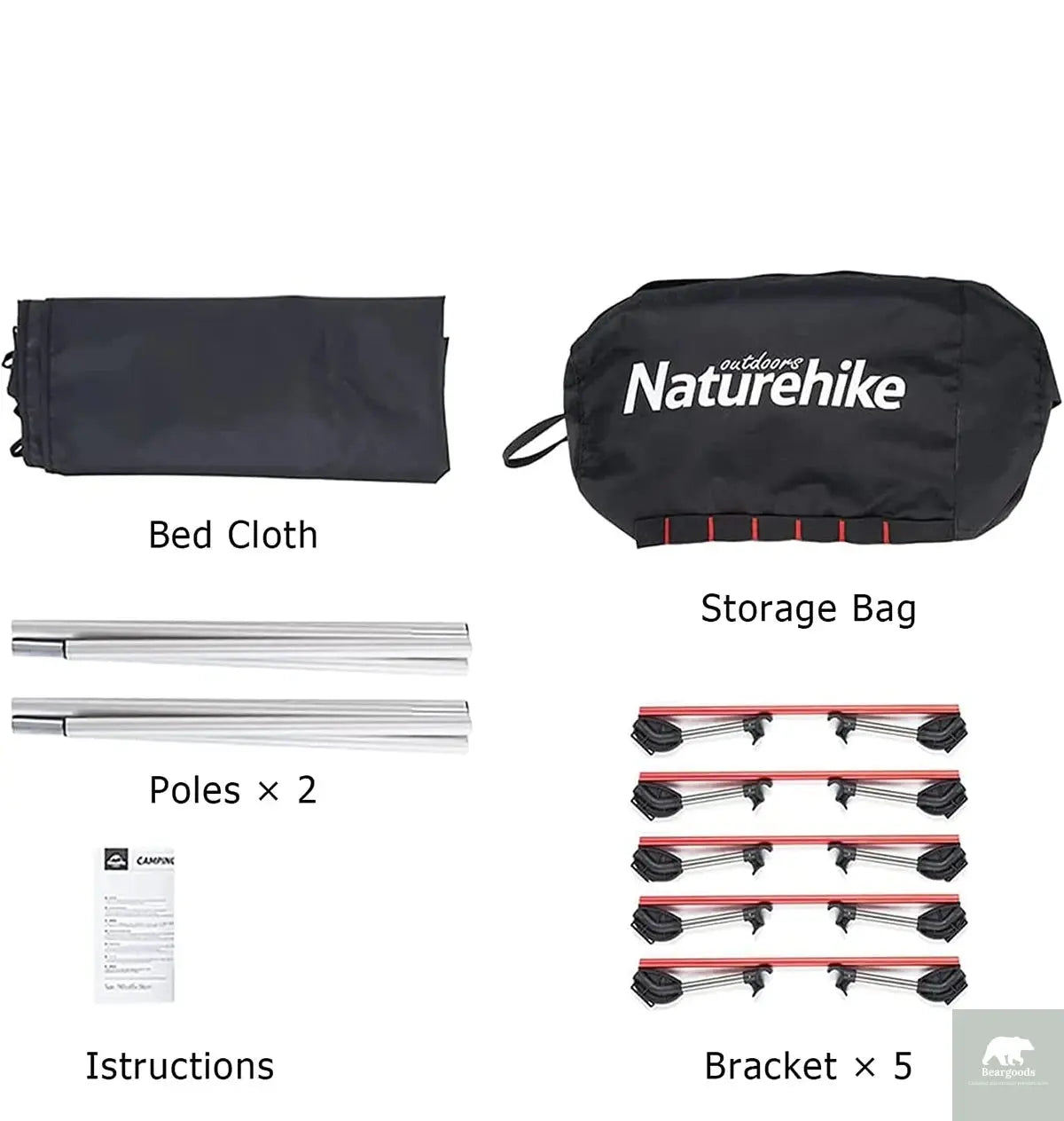Naturehike XJC05 Camping Folding Bed Ultra Light Supplies Camping Bed Folding Cot Outdoor Hiking Supplies Bed Portable NH20JJ001 Beargoods