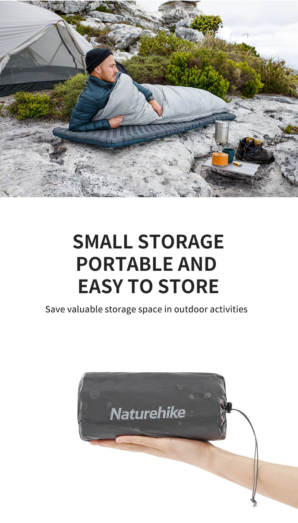 Naturehike Inflatable Camping Mat 3.5 R-Value Lightweight Sleeping Pad 20D Nylon TPU Air Mattress for Hiking Backpacking Beach Beargoods