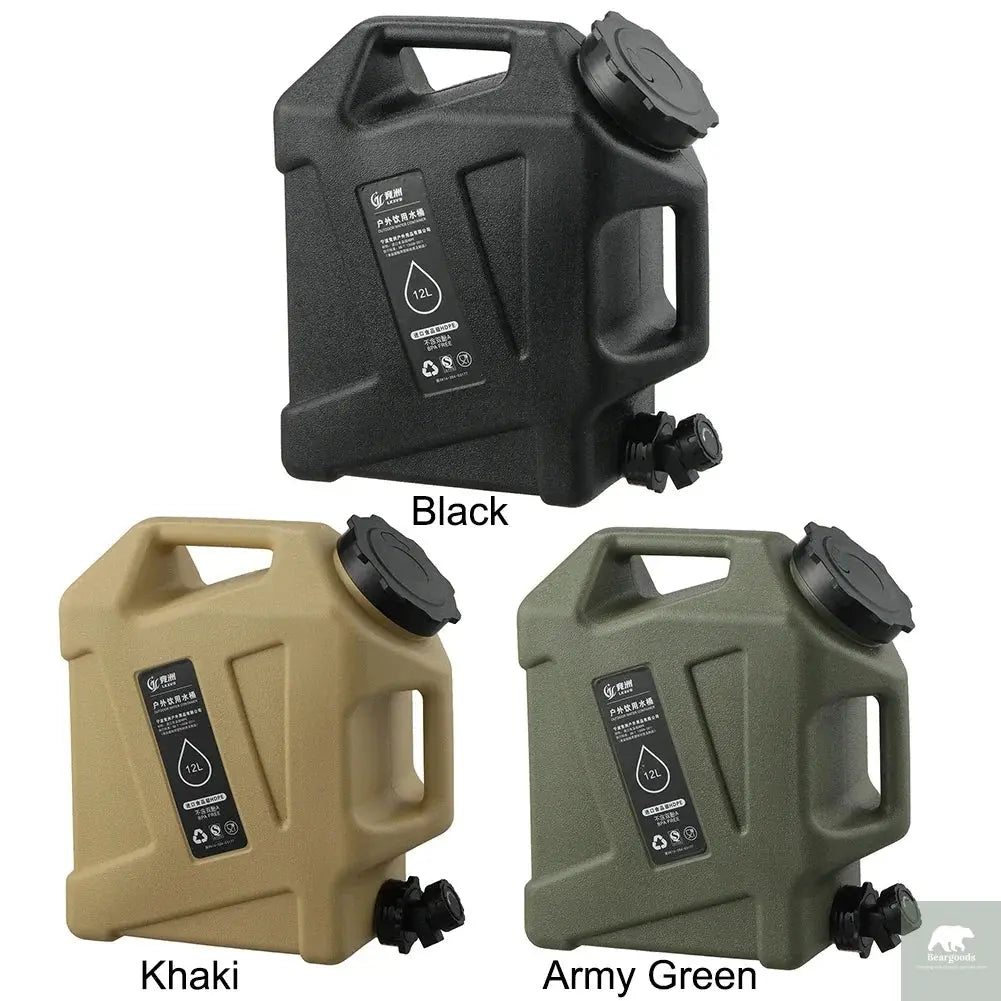 12L Camping Water Container Outdoor Water Bucket Large Capacity Portable Water Bag Detachable Faucet Picnic Drive Water Tank Beargoods