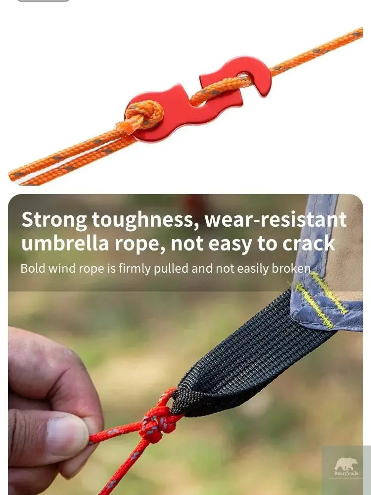 4Pcs Outdoor Guy Lines Tent Cords Reflective Camping Rope with Aluminum Guylines Adjuster Tensioner Pouch for Tent Tarp Canopy Beargoods