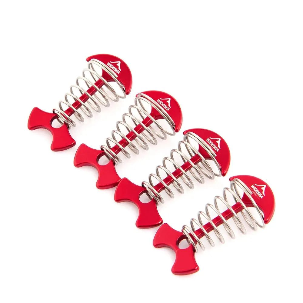 Widesea 4Pcs/set Camping Adjustable Plank Spiral Shaped Fish Bone Deck Carabiner Wind Rope Buckles Tent Stakes Hook Board Peg Beargoods