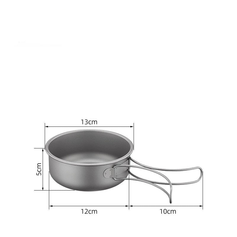 Titanium Outdoor Pot Set Picnic Camping Set Tableware Foldable Lightweight Portable Soup Pot Cooking Pot Set Beargoods