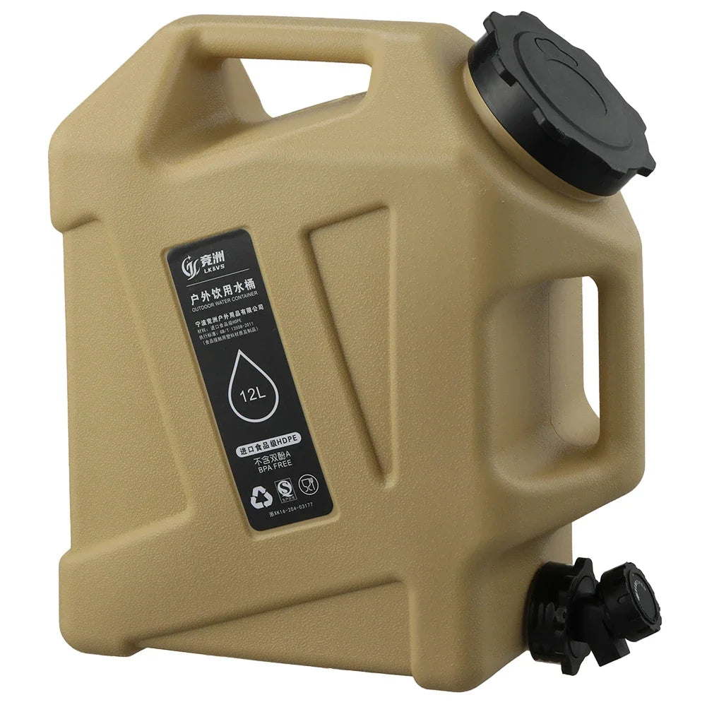 12L Camping Water Container Outdoor Water Bucket Large Capacity Portable Water Bag Detachable Faucet Picnic Drive Water Tank Beargoods