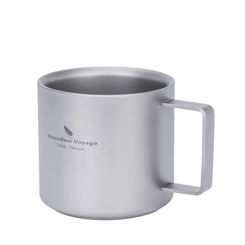 Boundless Voyage Titanium Double Wall Coffee Cup 220ML Camping Mug Mini Outdoor Tableware Ti3052D Beargoods