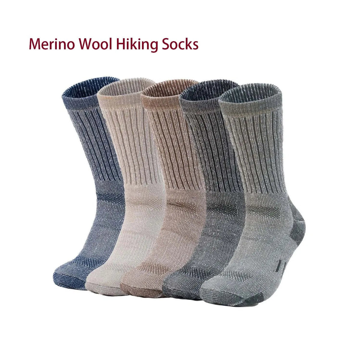 4 Pairs Men Merino Wool Outdoor Hiking Socks Crew Socks Winter Thick Thermal Boot Socks Moisture Breathable Euro Size 42-46 Beargoods