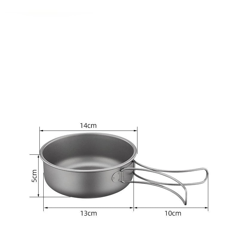 Titanium Outdoor Pot Set Picnic Camping Set Tableware Foldable Lightweight Portable Soup Pot Cooking Pot Set Beargoods