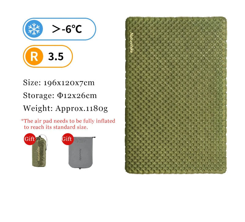 Naturehike Inflatable Camping Mat 3.5 R-Value Lightweight Sleeping Pad 20D Nylon TPU Air Mattress for Hiking Backpacking Beach Beargoods