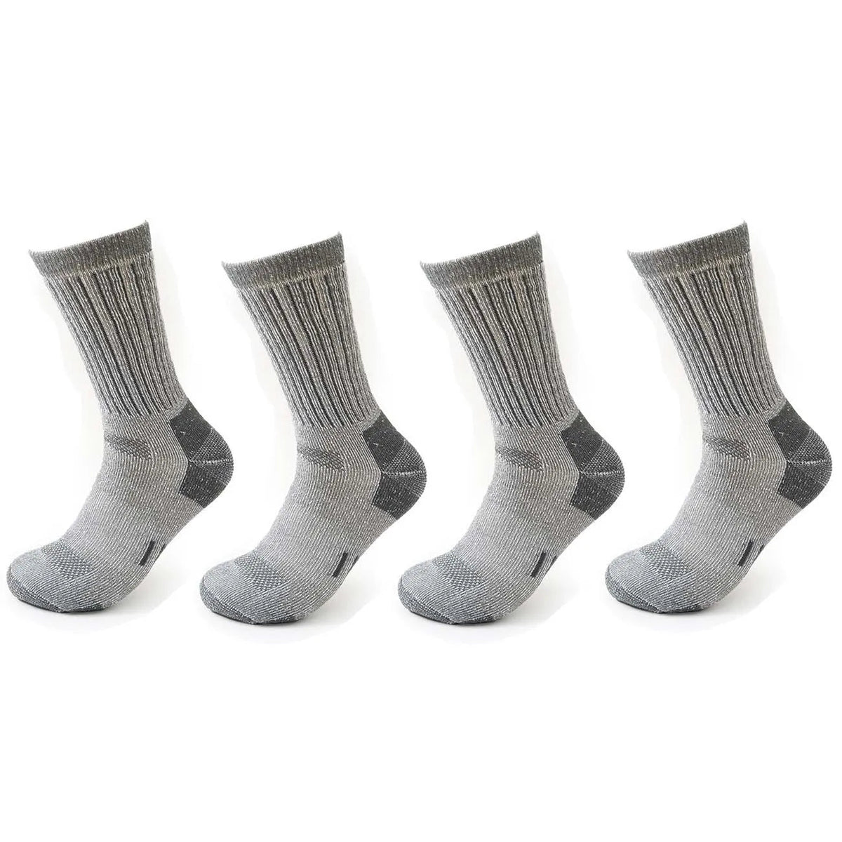 4 Pairs Men Merino Wool Outdoor Hiking Socks Crew Socks Winter Thick Thermal Boot Socks Moisture Breathable Euro Size 42-46 Beargoods
