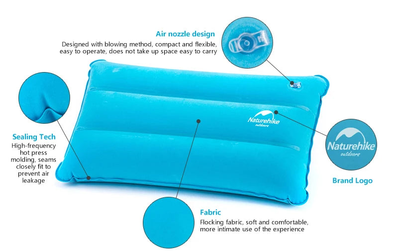 Naturehike Square Inflatable Pillow Outdoor Camping Hiking Ultralight Travel Portable Airplane Folding Pillows Soft Comfortable Beargoods
