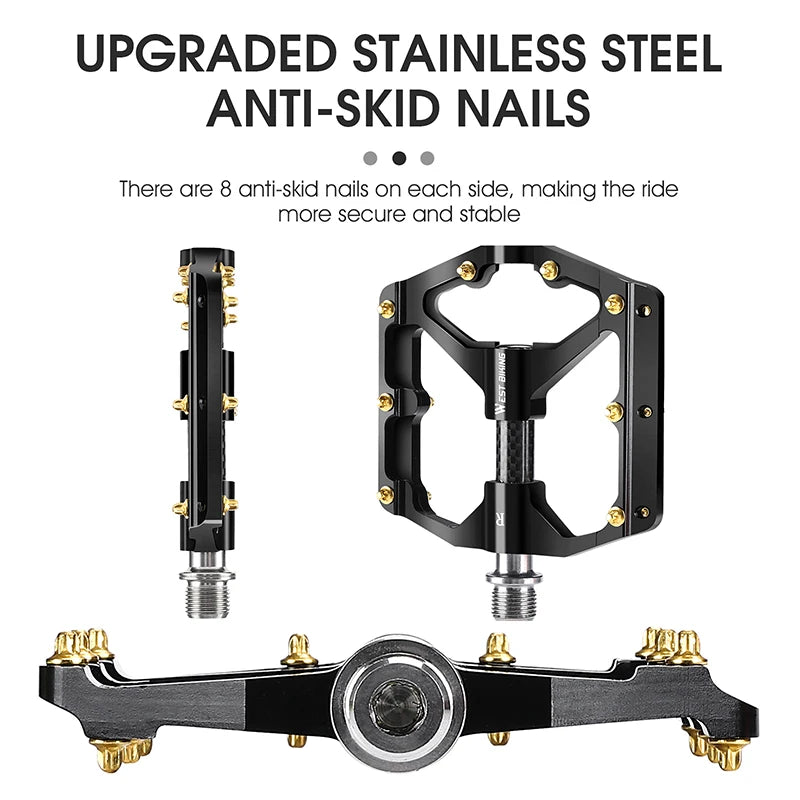 WEST BIKING Bike Pedals MTB Flat Bicycle Pedals 9/16'' Lightweight Road Bike Pedals Carbon Fiber Sealed Bearing Platform Pedals Beargoods