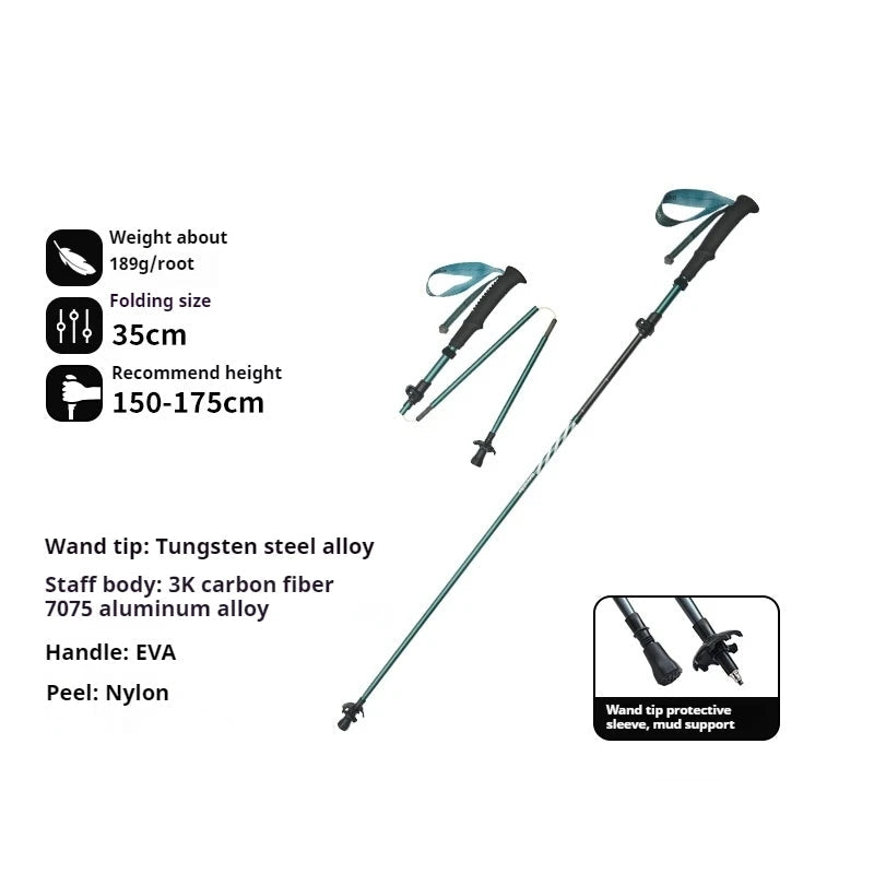 5-Section Carbon Fibre/Aluminium Alloy Folding Stick Beargoods