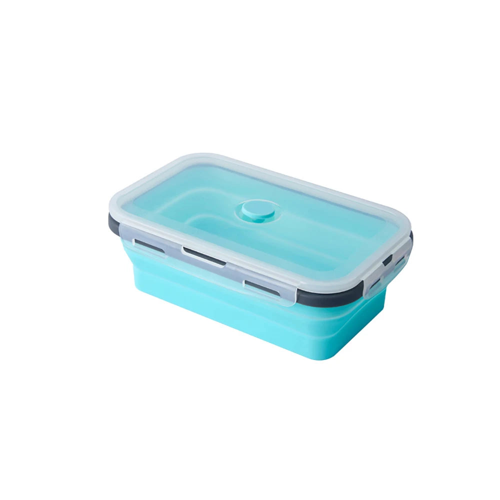 1 PCS Silicone Folding Lunch Box Food Grade Square Portable Microwave Oven Lunch Box Outdoor Travel Picnic Preservation Box Beargoods