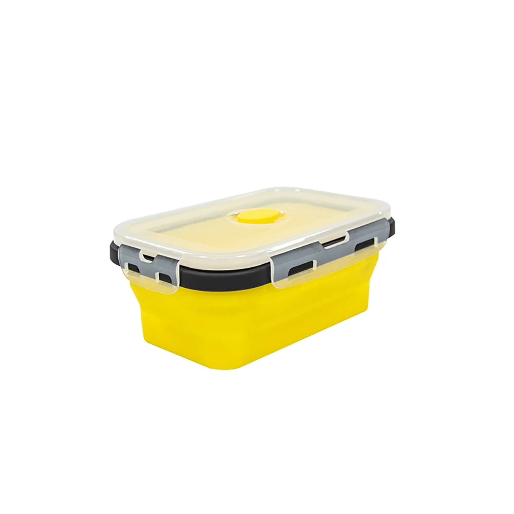 1 PCS Silicone Folding Lunch Box Food Grade Square Portable Microwave Oven Lunch Box Outdoor Travel Picnic Preservation Box Beargoods