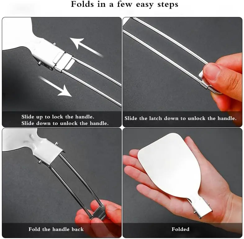 Folding Spatula Spoon Shovel Food Turner Portable 304 StainlessSteel Outdoor Camping BBQ Cooking Tableware Picnic Supplies Beargoods