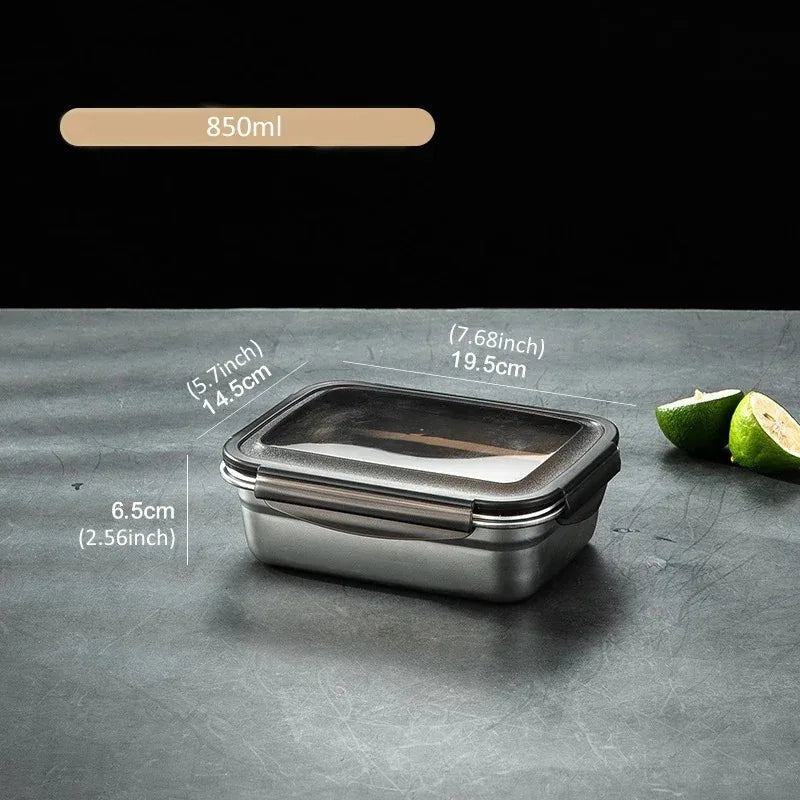 1x 304 Stainless Steel Lunch Bento Box Family Refrigerator Food Storage Containers Portable Outdoor Lunch Boxes Beargoods