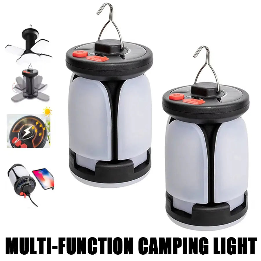 Ultra-Bright Rechargeable LED Camping Lantern Solar Portable Lanterns With Power Bank Hands-Free Emergency Lamp Hiking/Fishing Beargoods