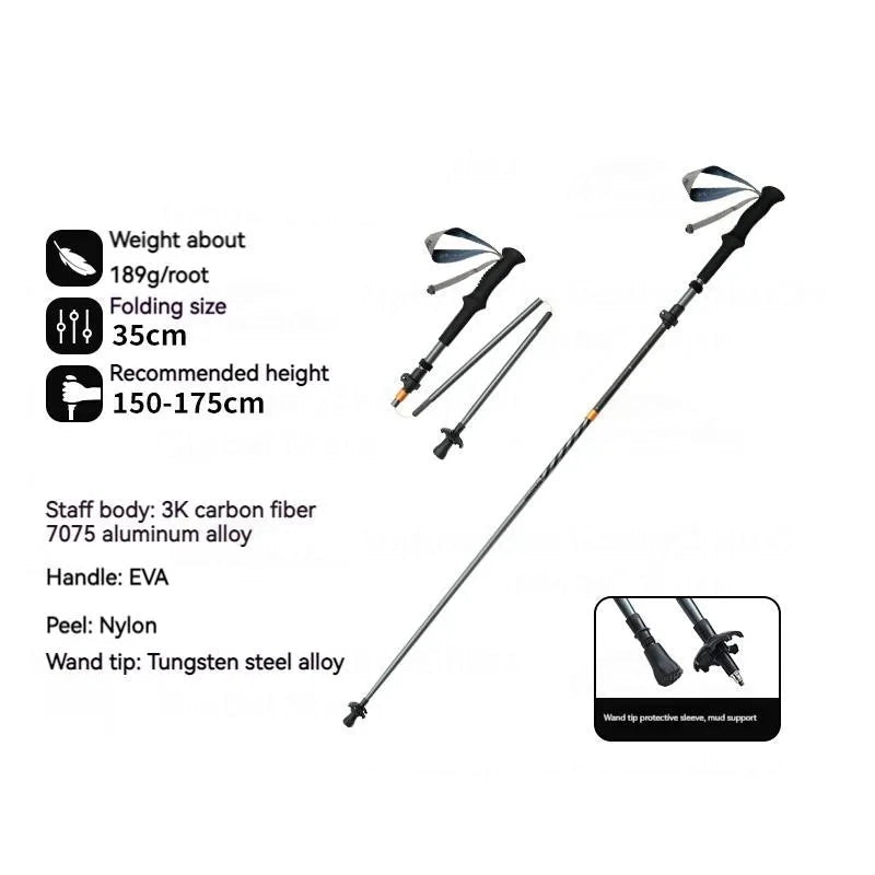5-Section Carbon Fibre/Aluminium Alloy Folding Stick Beargoods