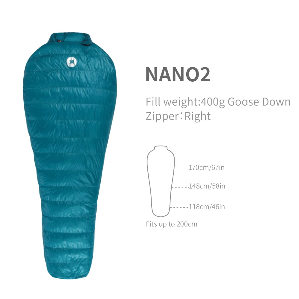 AEGISMAX Nano2 Upgrade 0 Degree 800FP Goose Down Sleeping Bag Outdoor Ultralight Camping Hiking Sleeping Bag for Men & Women Beargoods
