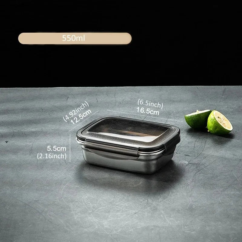 1x 304 Stainless Steel Lunch Bento Box Family Refrigerator Food Storage Containers Portable Outdoor Lunch Boxes Beargoods