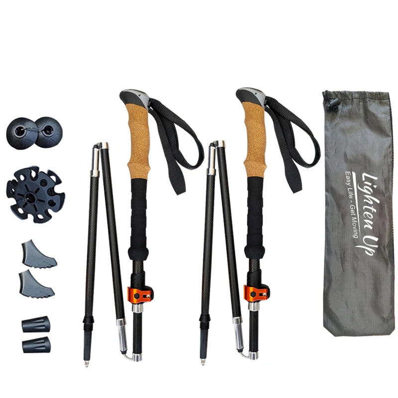 2Pcs Carbon Fibre/Aluminium Alloy Trekking Poles Beargoods