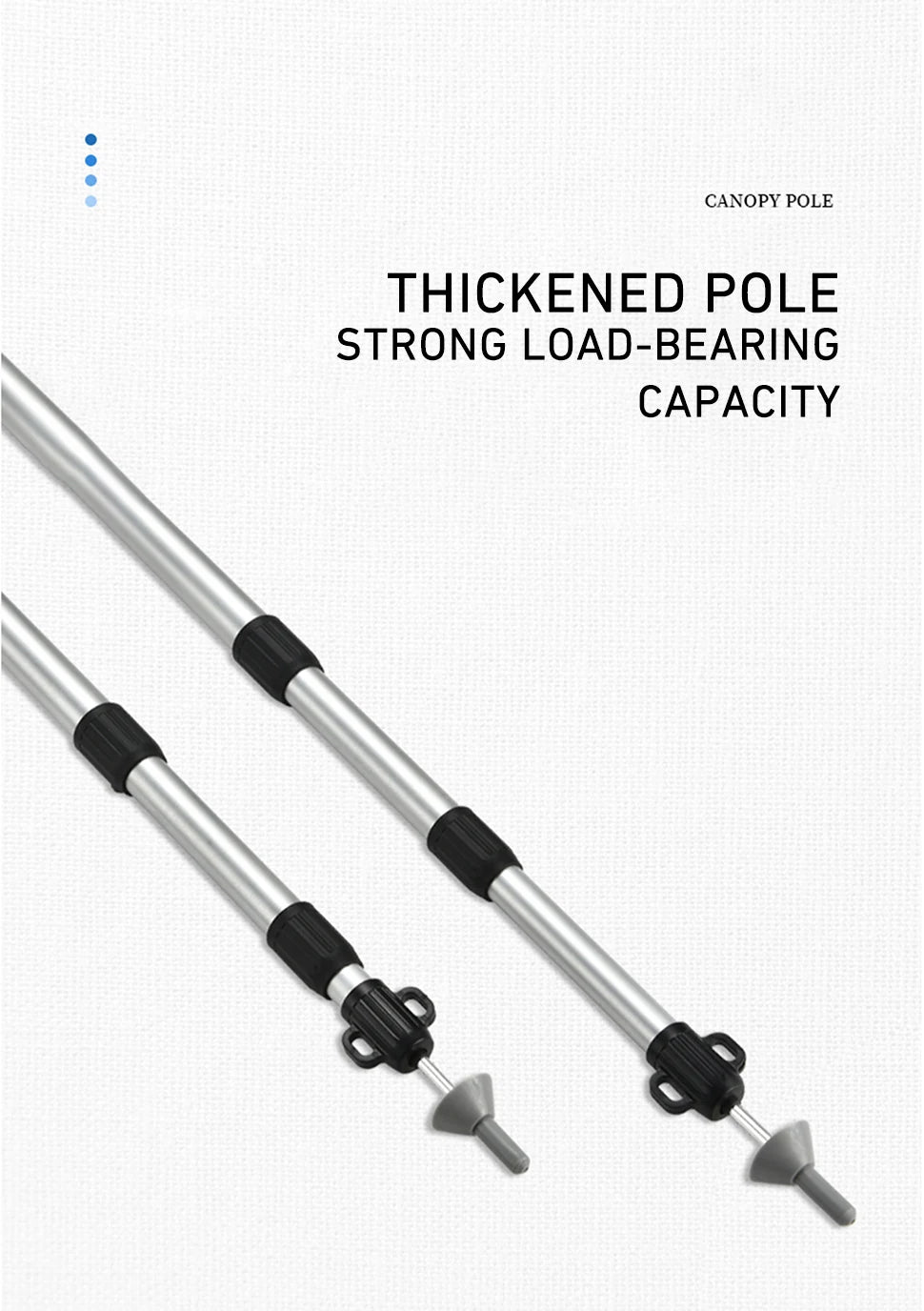 WESTTUNE 2PCS Camping Canopy Pole Aluminum Alloy Telescopic Tent Support Foldable Beach Shelter Awning Pole for Outdoor Beargoods
