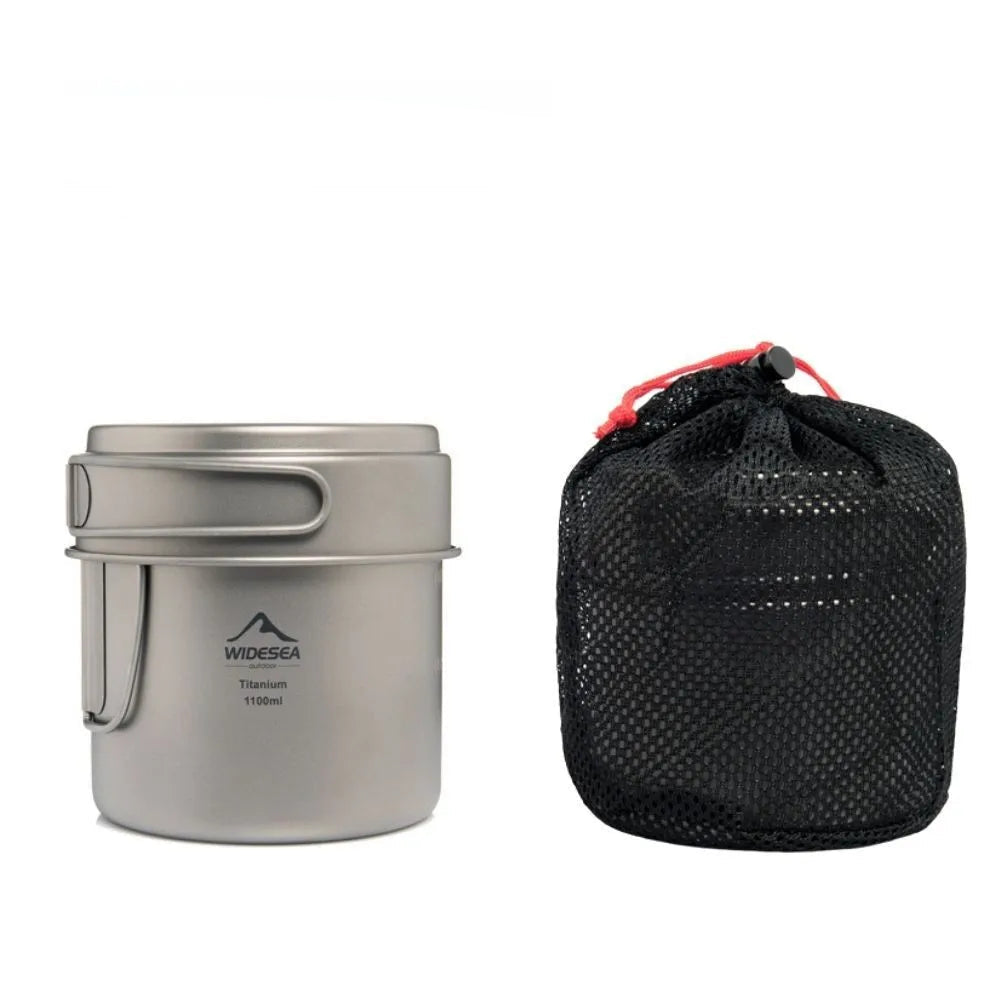 WIDESEA Pure Titanium Ultralight Foldable Camp Pot Set for Outdoor Cooking Lightweight Durable Kitchen Gear for Camping Beargoods