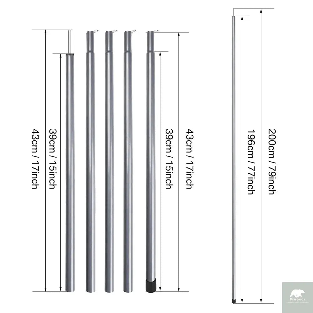 2m Telescopic Tent Poles Set of 2 Lightweight Adjustable Trekking Camping Collapsible Poles for Walking Canopy Hiking Beargoods