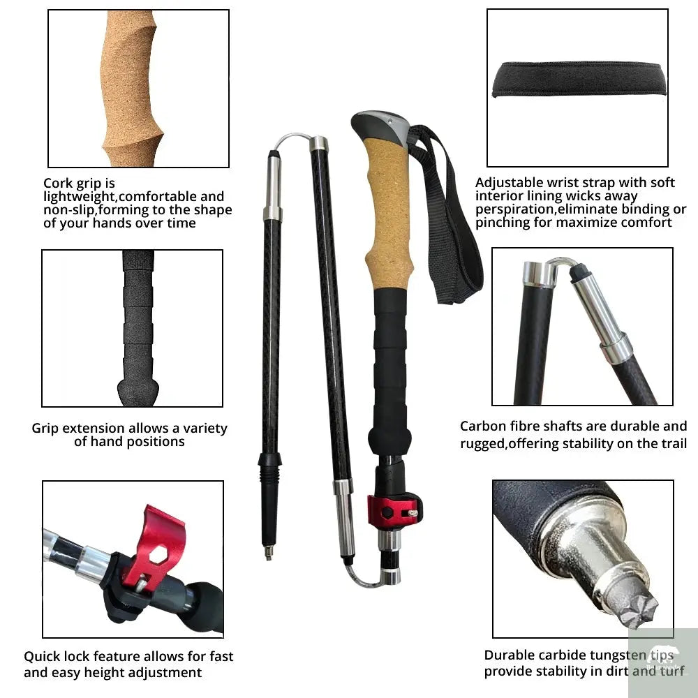 2Pcs Carbon Fibre/Aluminium Alloy Trekking Poles Beargoods