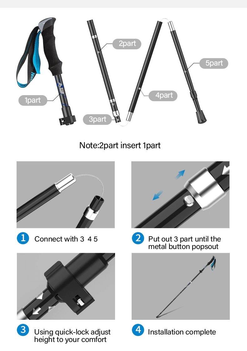 2 Piece Ultralight Trekking Poles Foldable - Beargoods 2 Piece Ultralight Trekking Poles Foldable Beargoods.co.uk 34.99 Beargoods