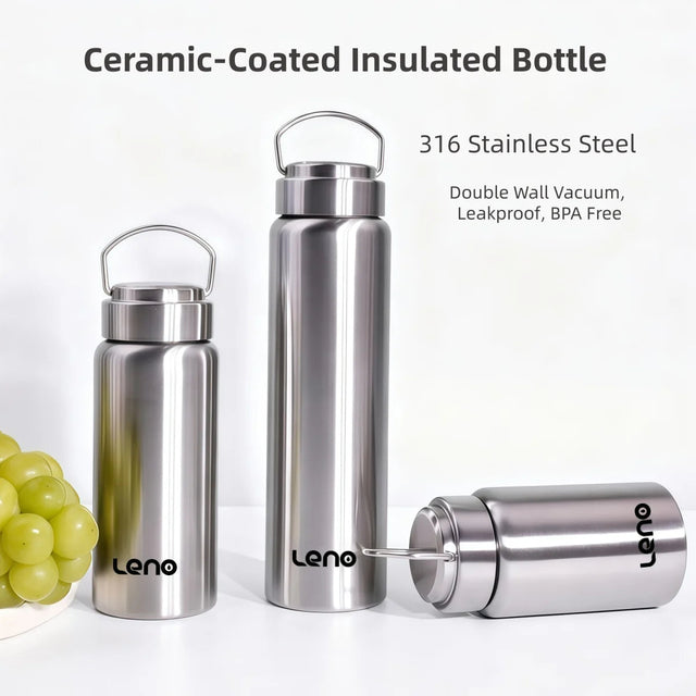 350-750ml Premium Ceramic Liner Tea Thermos Bottle Double Walled Stainless Steel Water Cup Vacuum Flask Travel Bottle Beargoods
