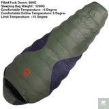 JUNGLE KING CY660 4 Seasons 3 Kinds of Thickness Camping Travel Hiking White Duck Down Feather Filled Mummy Down Sleeping Bags Beargoods