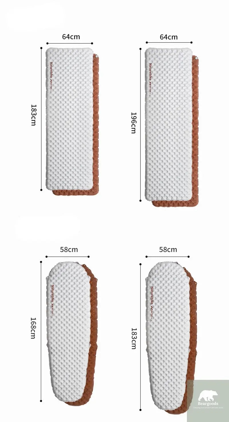 Naturehike Camping Mat 5.8 High R-value Mat Inflatable Sleeping Pad Lightweight Air Mattress 20D Nylon TPU Beach Portable Mats Beargoods