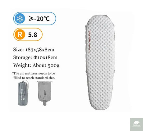 Naturehike Camping Mat 5.8 High R-value Mat Inflatable Sleeping Pad Lightweight Air Mattress 20D Nylon TPU Beach Portable Mats Beargoods