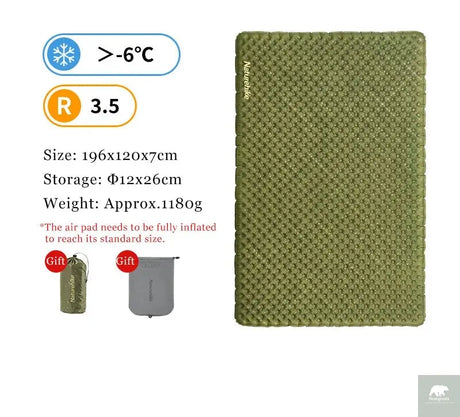 Naturehike Inflatable Camping Mat 3.5 R-Value Lightweight Sleeping Pad 20D Nylon TPU Air Mattress for Hiking Backpacking Beach Beargoods