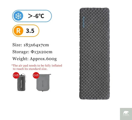 Naturehike Inflatable Camping Mat 3.5 R-Value Lightweight Sleeping Pad 20D Nylon TPU Air Mattress for Hiking Backpacking Beach Beargoods