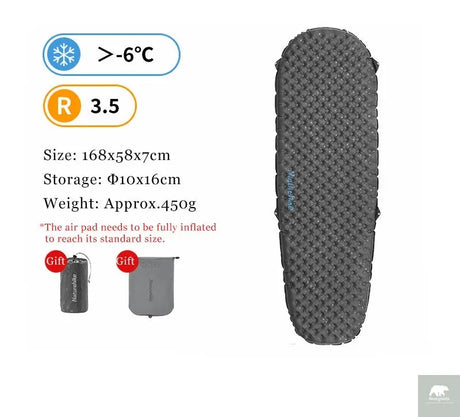 Naturehike Inflatable Camping Mat 3.5 R-Value Lightweight Sleeping Pad 20D Nylon TPU Air Mattress for Hiking Backpacking Beach Beargoods