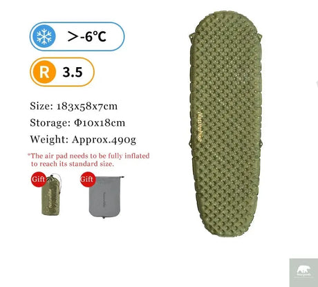 Naturehike Inflatable Camping Mat 3.5 R-Value Lightweight Sleeping Pad 20D Nylon TPU Air Mattress for Hiking Backpacking Beach Beargoods