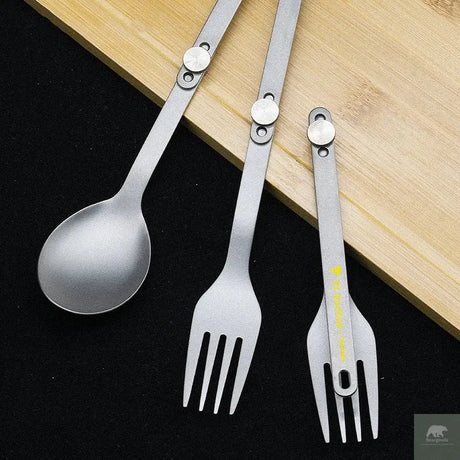 Pure Titanium Cutlery Spoon Fork Folding Outdoor Camping Home Portable Picnic Equipment Backpacking Travel Hiking Tableware Beargoods