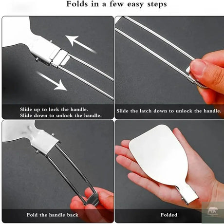 Folding Spatula Spoon Shovel Food Turner Portable 304 StainlessSteel Outdoor Camping BBQ Cooking Tableware Picnic Supplies ﻿ Beargoods