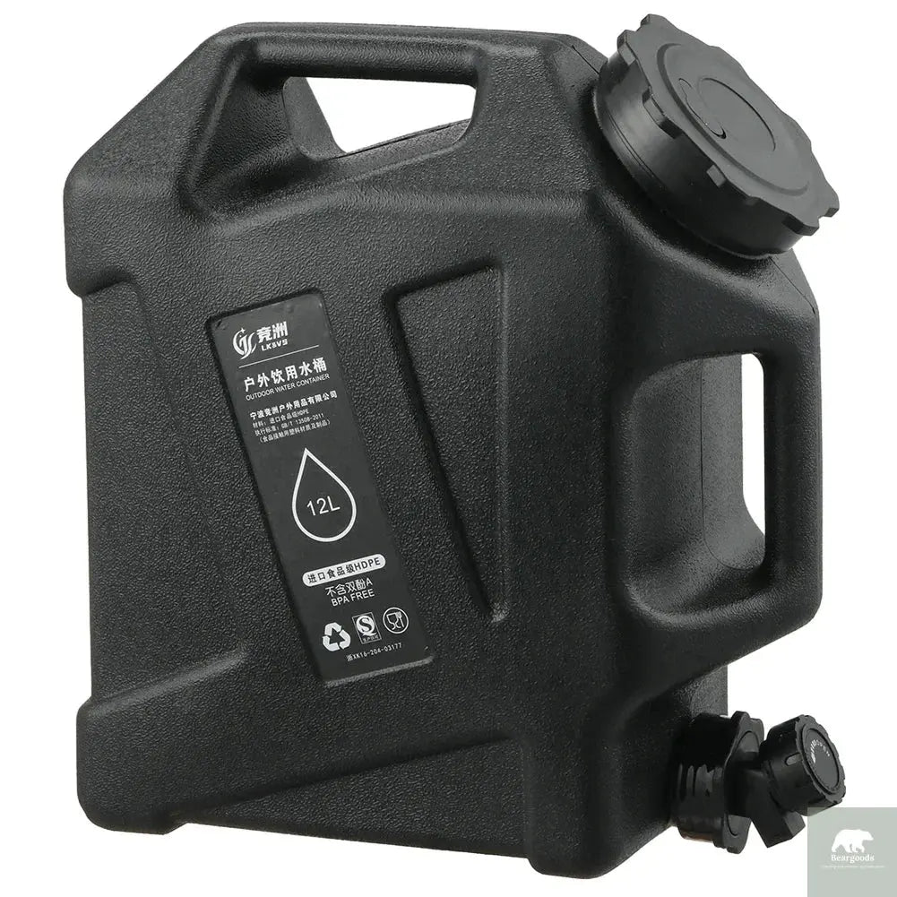12L Camping Water Container Outdoor Water Bucket Large Capacity Portable Water Bag Detachable Faucet Picnic Drive Water Tank Beargoods