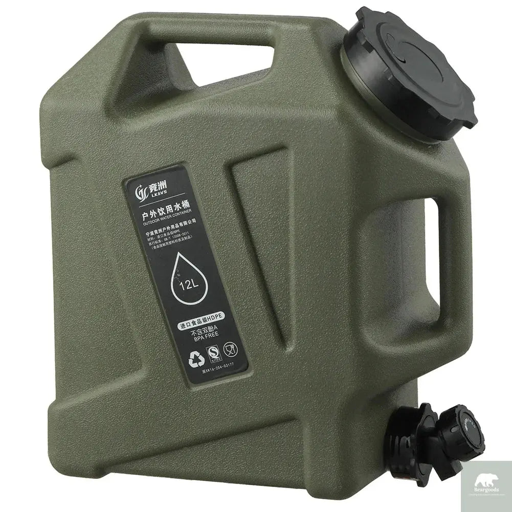 12L Camping Water Container Outdoor Water Bucket Large Capacity Portable Water Bag Detachable Faucet Picnic Drive Water Tank Beargoods