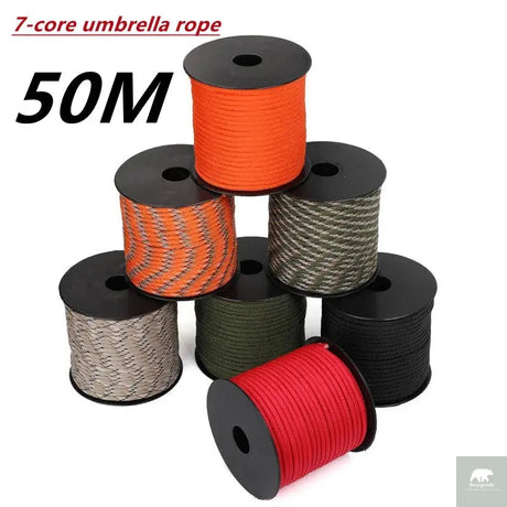 50 M 1 Roll4 Mm 7 Stand Cores Paracord for Survival Parachute Cord Lanyard Camping Climbing Camping Rope Hiking Clothesline Beargoods