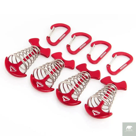 Widesea 4Pcs/set Camping Adjustable Plank Spiral Shaped Fish Bone Deck Carabiner Wind Rope Buckles Tent Stakes Hook Board Peg Beargoods