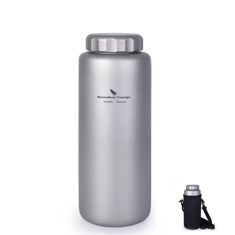 Boundless Voyage Titanium Water Bottle 1050ml Camping Canteen Cycling Sport Drinking Bottle Metal Big Capacity Leak-Proof Flask Beargoods