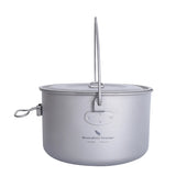 Boundless Voyage Titanium Pot Camping Cookware Hanging Soup Pot with Lid Outdoor Cooking Kit Lightweight Kitchen Ware Tableware Beargoods