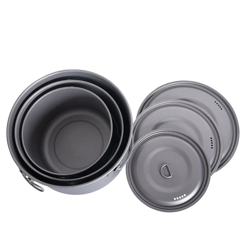 Boundless Voyage Titanium Pot Camping Cookware Hanging Soup Pot with Lid Outdoor Cooking Kit Lightweight Kitchen Ware Tableware Beargoods
