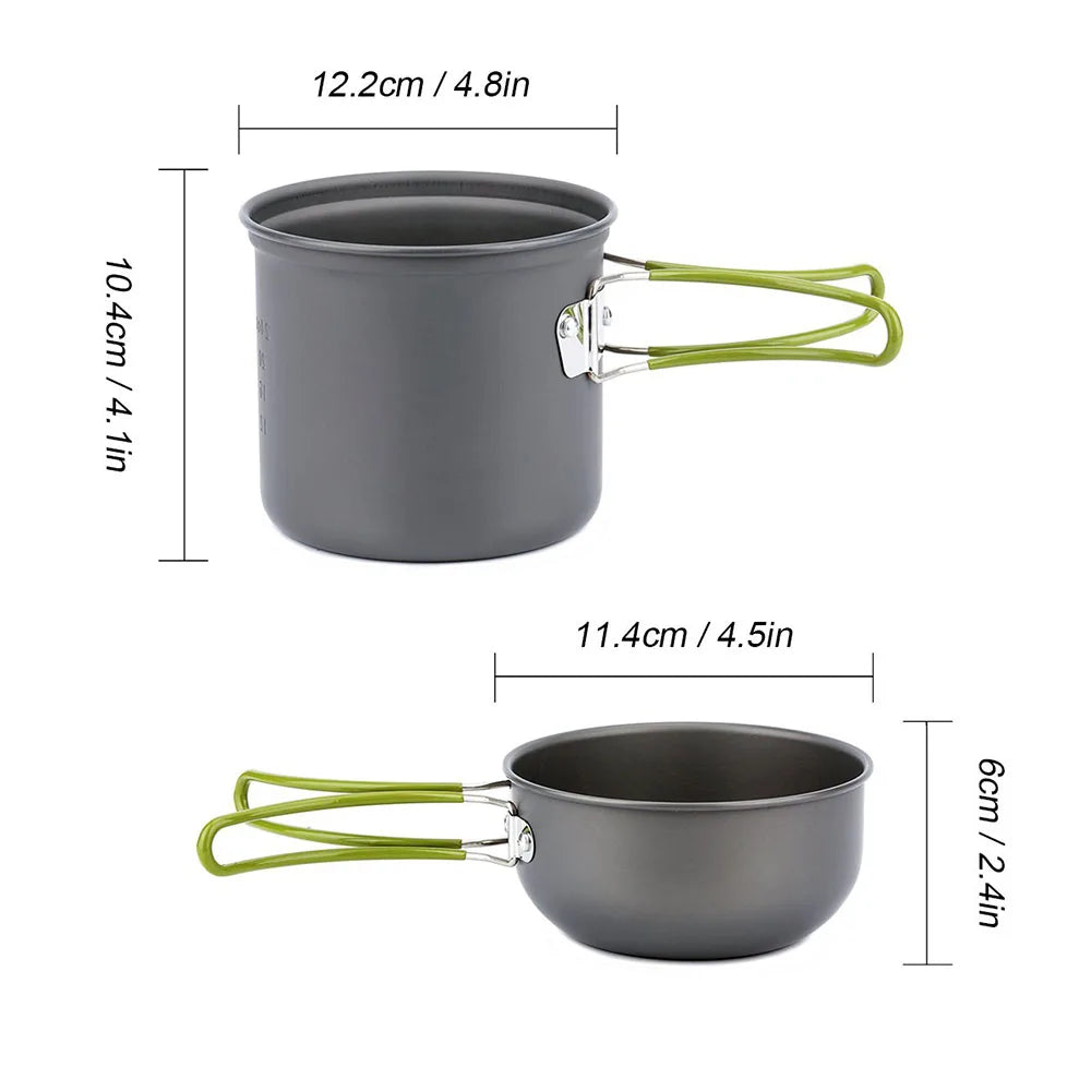 Ultralight Camping Pots Cookware Set Portable Outdoor Cooking  Tableware for Hiking Trekking Picnic Fishing Mountaineering Beargoods